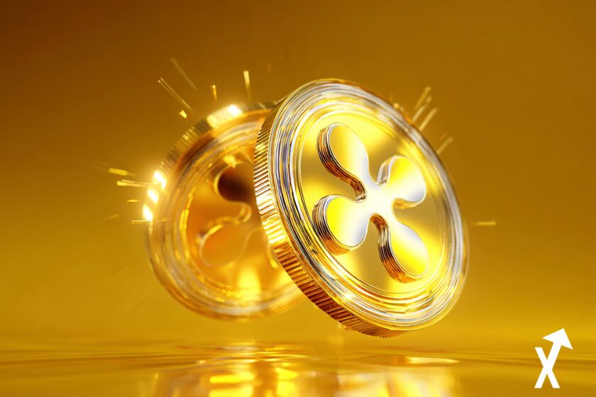xrp coin doré sur fond jaune et doré electrique