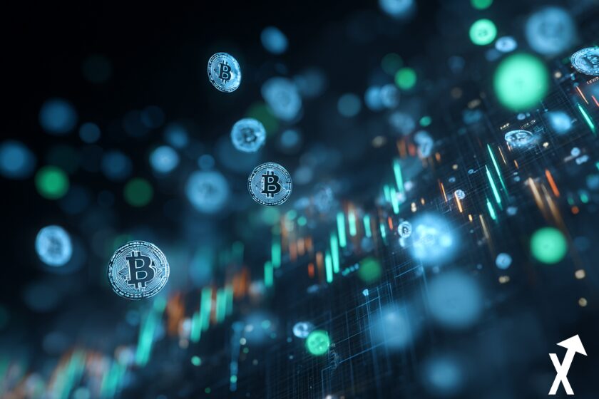 crypto blockchain bleu noire sur fond bleu neon