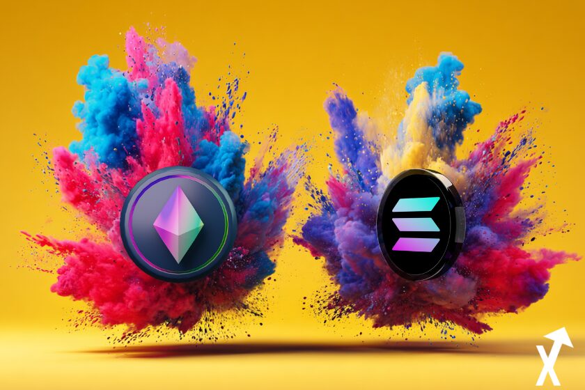 ethereum solana coins sur fond explosif crypto