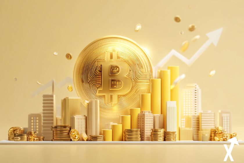 bitcoin marché crypto coin doré sur fond épuré