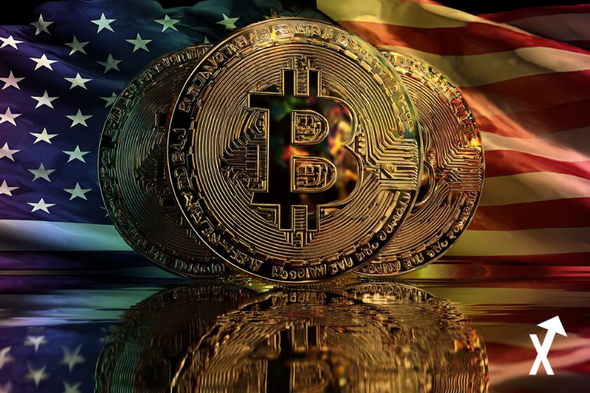 abtc american bitcoin sur fond drapeau usa