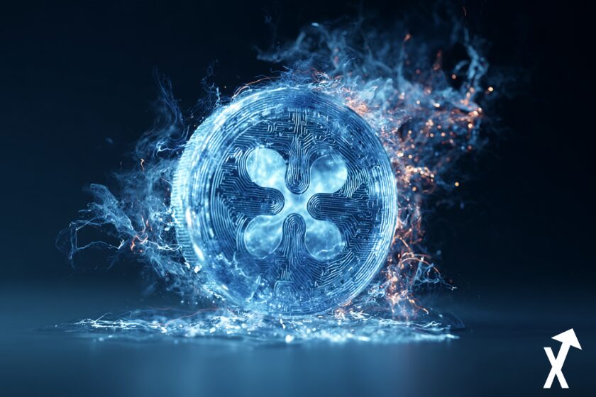 xrp coin bleu electrique sur fond bleu clean