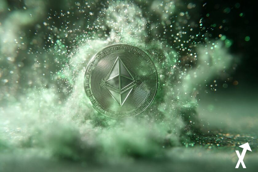 ethereum coin vert et blanc sur fond explosif