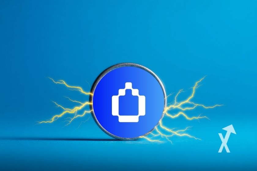 coin WET de Humidifi sur un fond bleu avec électricité jaune autour du coin