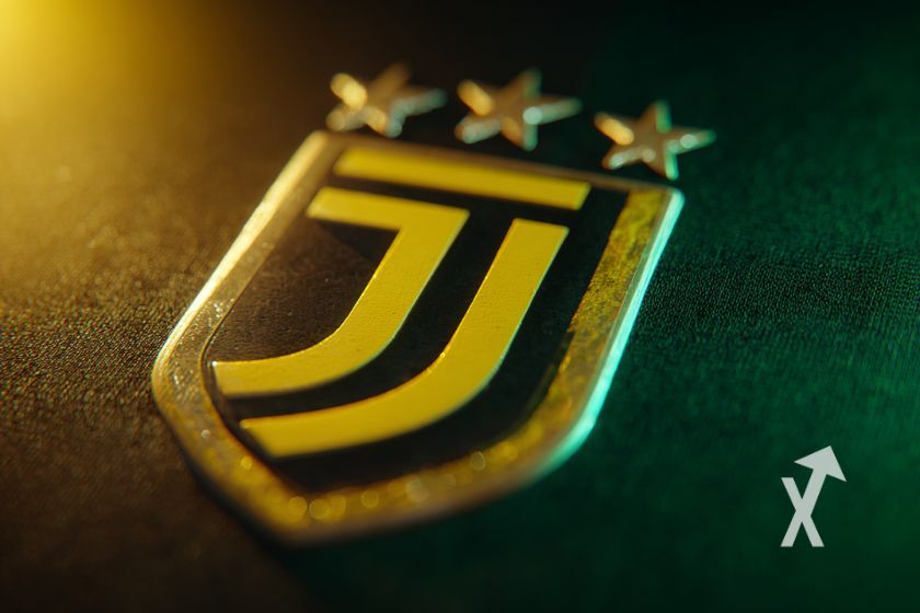 logo juventus en jaune sur un fond vert