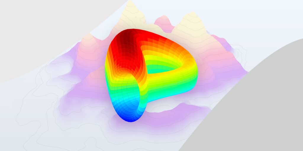 Une bannière avec le logo de Curve et des formes de montagnes sur le fond