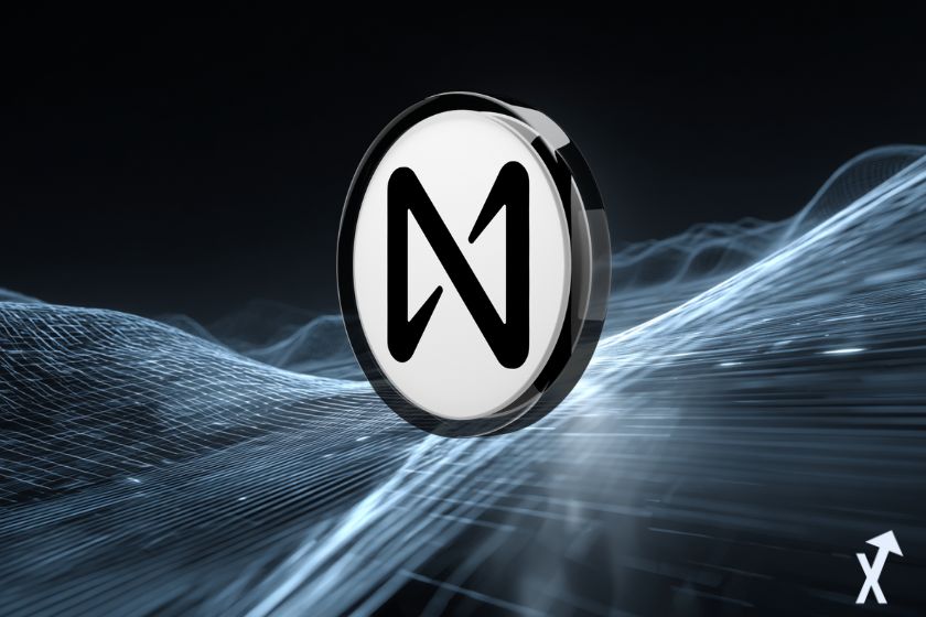 logo near protocol sur fond noir et blanc dans un environnement futuriste