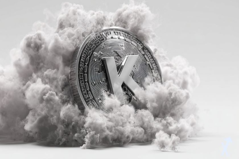 coin 3D kamino noir er blanc dans une explosion de fumée blanche