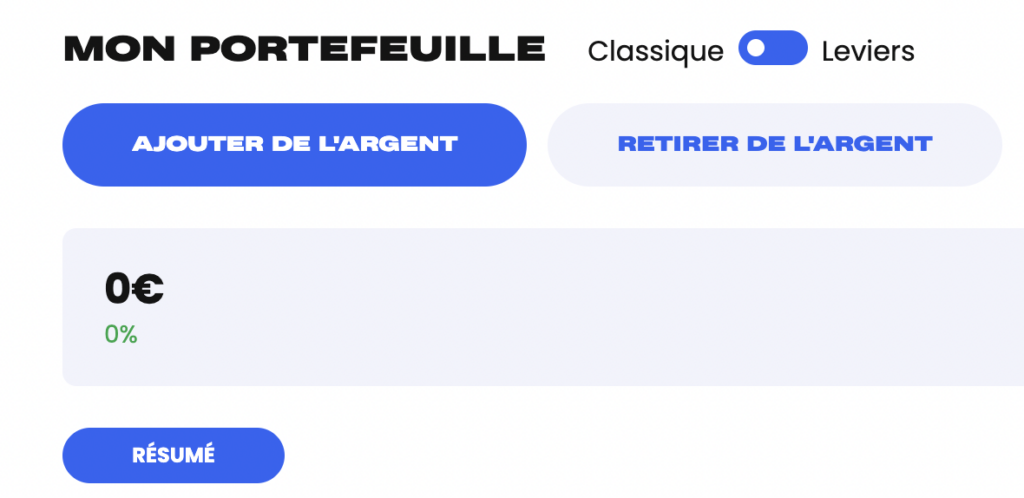 onglet dépot et retrait sur goliaths
