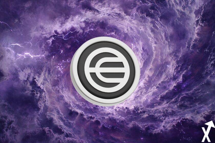 worldcoin coin blanc noir sur fond violet blanc spirale