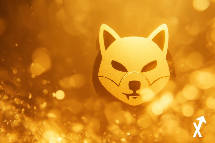 shiba inu coin doré sur fond doré feu