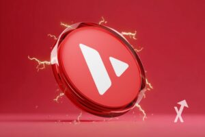 coin avax Avalanche sur un fond rouge
