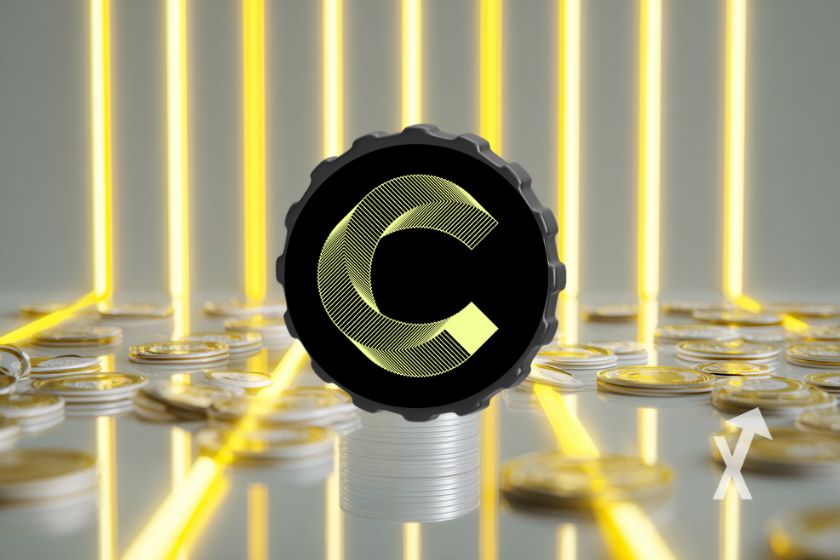 canton CC coin en noir sur un fond gris avec néons jaunes