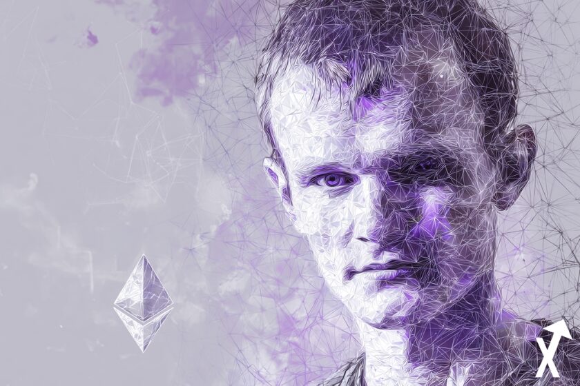vitalik buterin coin ethereum à droite violet blanc blockchain