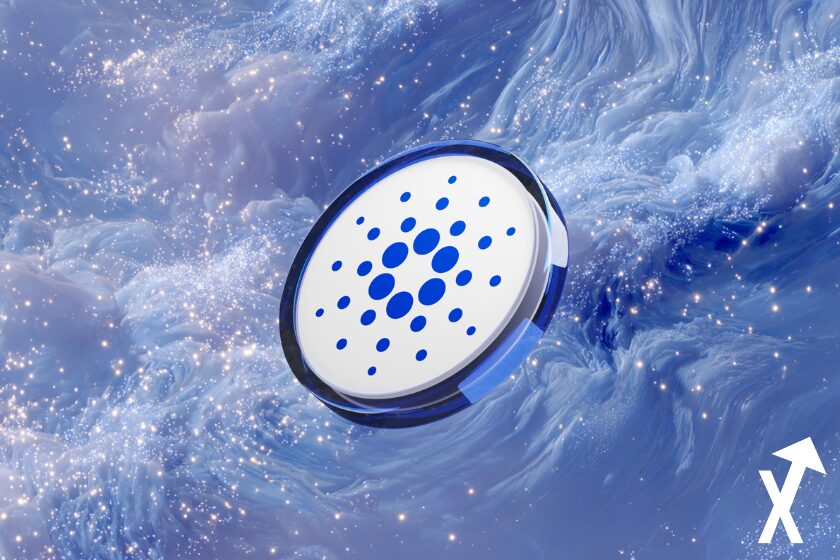 univers bleu clair et blanc etincelle tout autour clean coin cardano au milieu