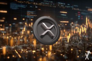 xrp coin sur fond trading chart dorés lumineux