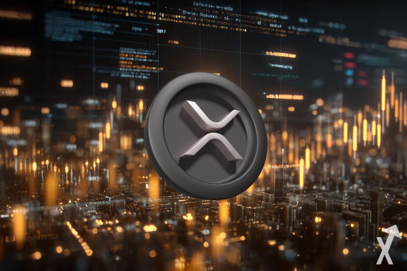 xrp coin sur fond trading chart dorés lumineux