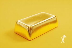 Lingot d'or sur un fond jaune