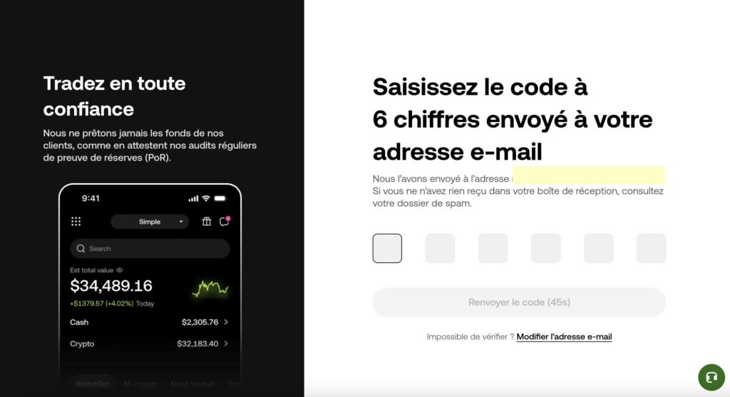 code de confirmation okx par mail
