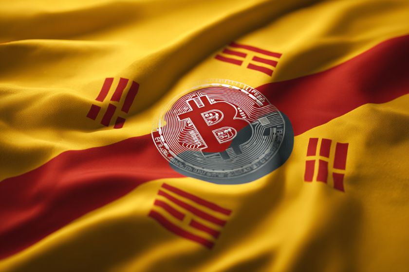 Bitcoin coin sur un drapeau jaune de la corée du sud