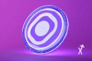 Coin Monad MON sur un fond violet rose