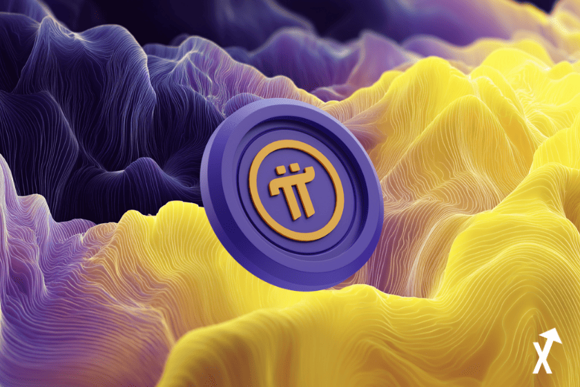 Vagues violettes et jaunes avec des vibrations électriques tout autour, palette de couleurs jaune et violet, esthétique propre et lumineuse, énergie électrique dynamique, ultra-détaillé, fond épuré, illustration numérique moderne pi coin au centre