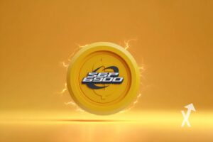 coin spx6900 sur un fond orange avec électricité jaune autour