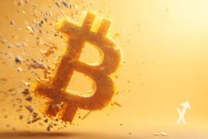 Bitcoin logo en jaune sur un fond jaune
