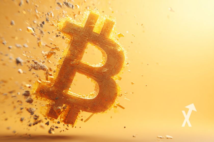 Bitcoin logo en jaune sur un fond jaune