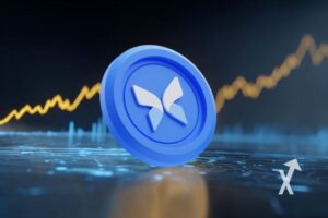 coin morpho sur un fond bleu noir avec trendline jaune