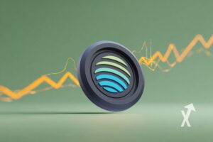 coin Jupiter sur un fond vert avec trendline orange