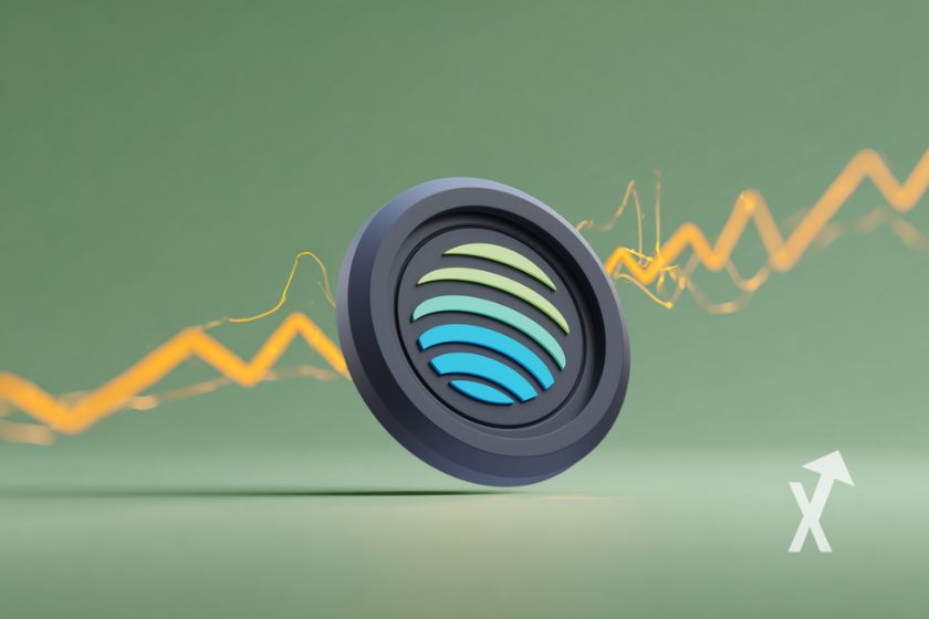coin Jupiter sur un fond vert avec trendline orange
