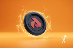 Coin akash sur un fond orange avec électricité autour