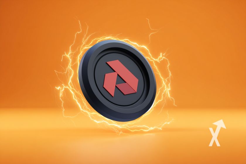 Coin akash sur un fond orange avec électricité autour