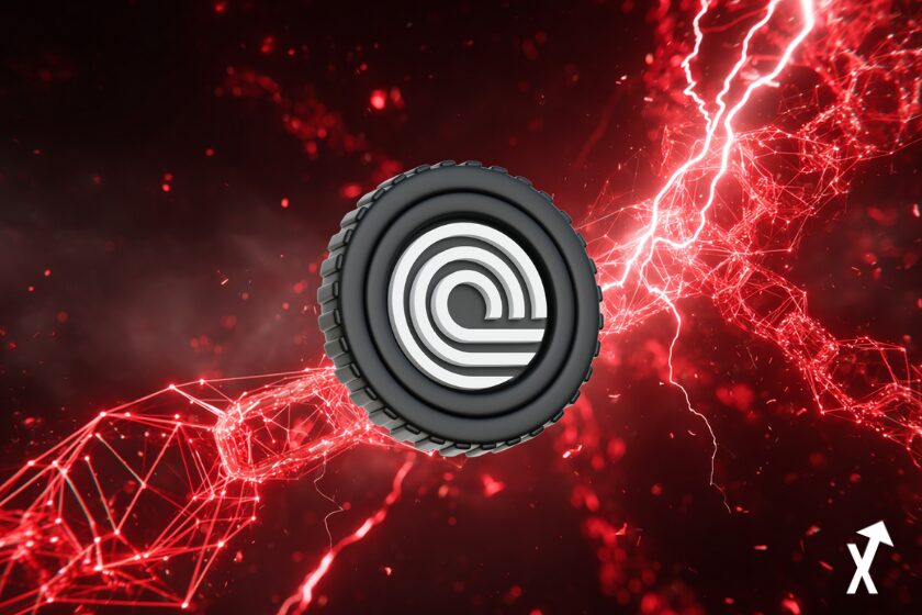 Token ONDO sur fond rouge avec éclairs et réseau blockchain, correction de 5,8 %