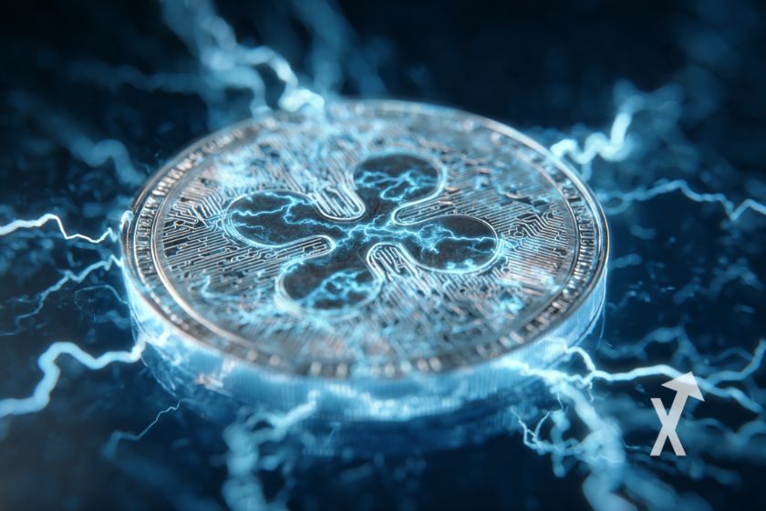 XRP coin avec électricité bleue autour