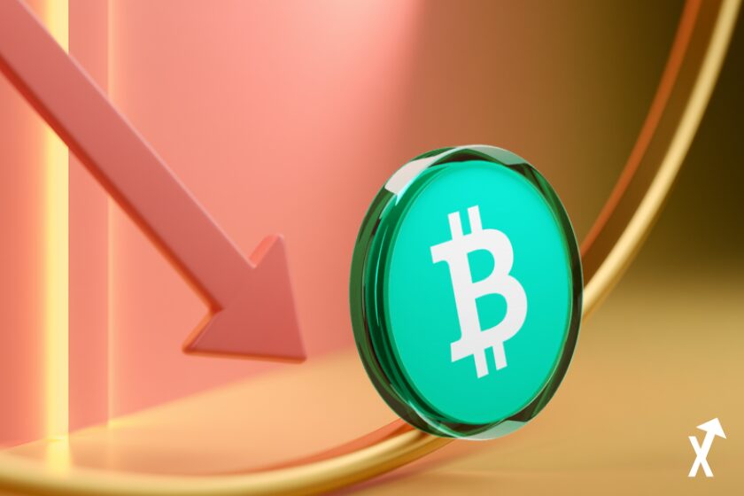 Bitcoin Cash prise entre une flèche de prix descendante rose corail et une courbe de rebond ascendante dorée, mur de résistance abstrait à 400 $ rendu comme une barrière lumineuse rose et or chaude, tension dynamique entre forces baissières et haussières