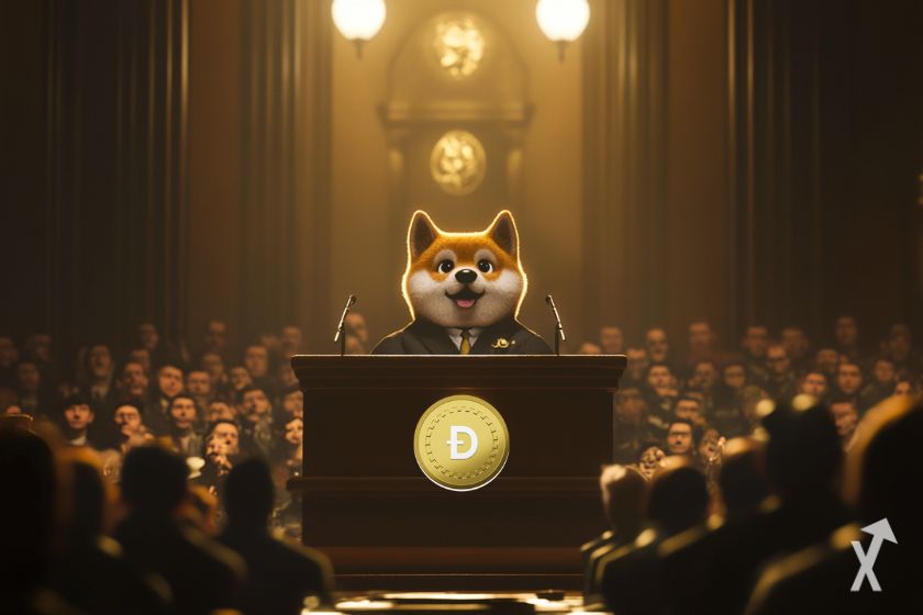Criptomoeda Dogecoin - Shiba Inu mascot.
