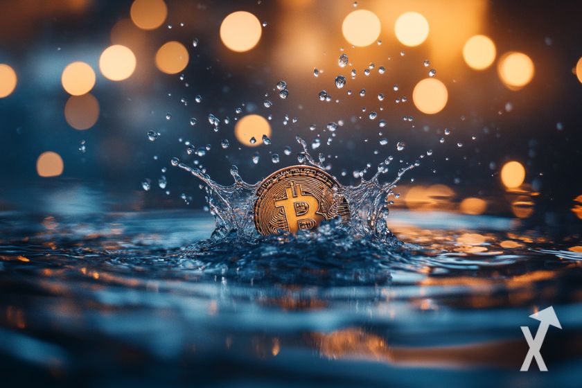 Criptomoeda bitcoin em s&iacute;mbolo Bitcoin BTC.