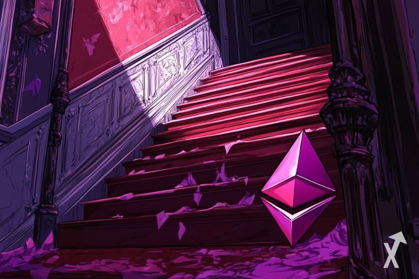 Criptomoeda Ethereum em queda abrupta.
