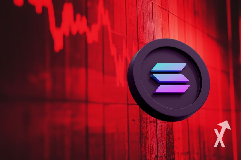 Blockchain Solana com sol radiante.