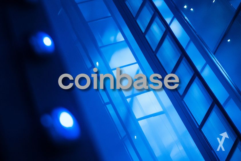 Logo da Coinbase: C&acirc;mbio de criptomoedas.