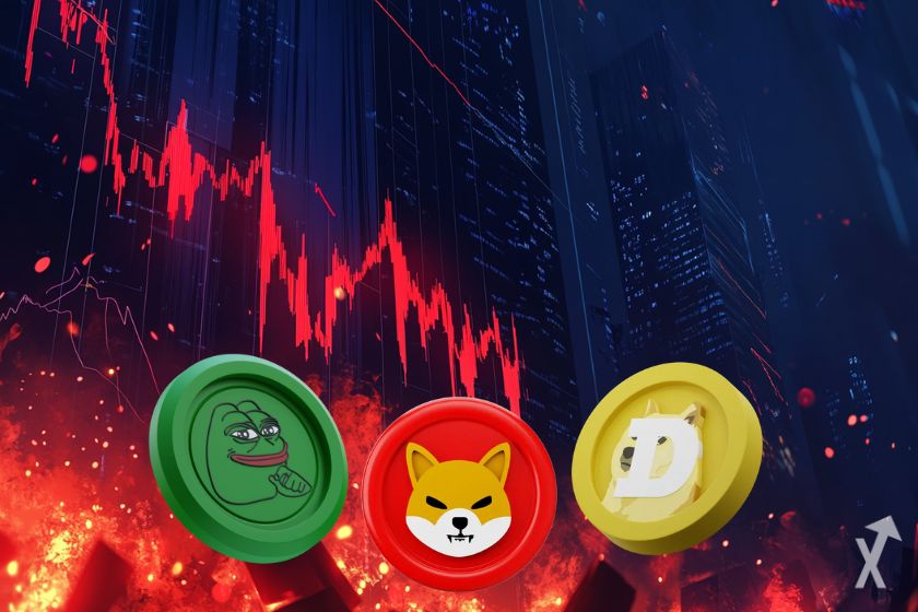 Criptomoedas memes em queda.