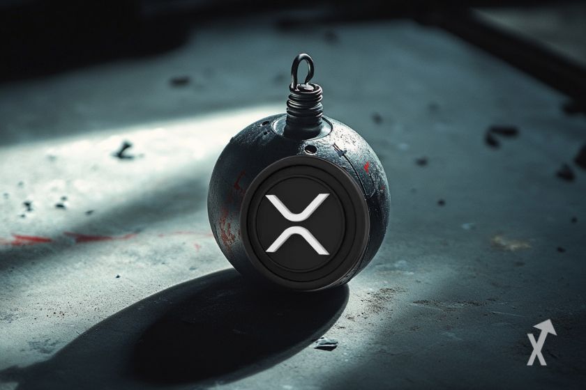 Marca XRP em fundo azul.