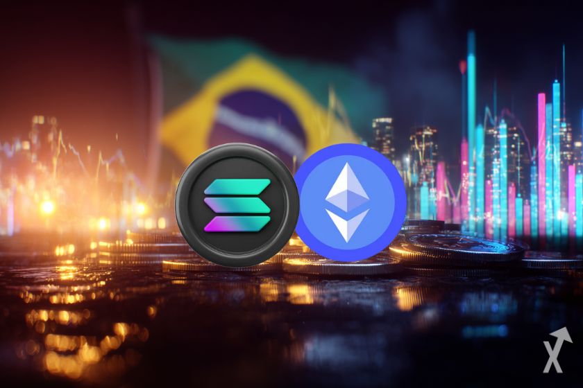 Criptomoedas Solana e Ethereum no Brasil.