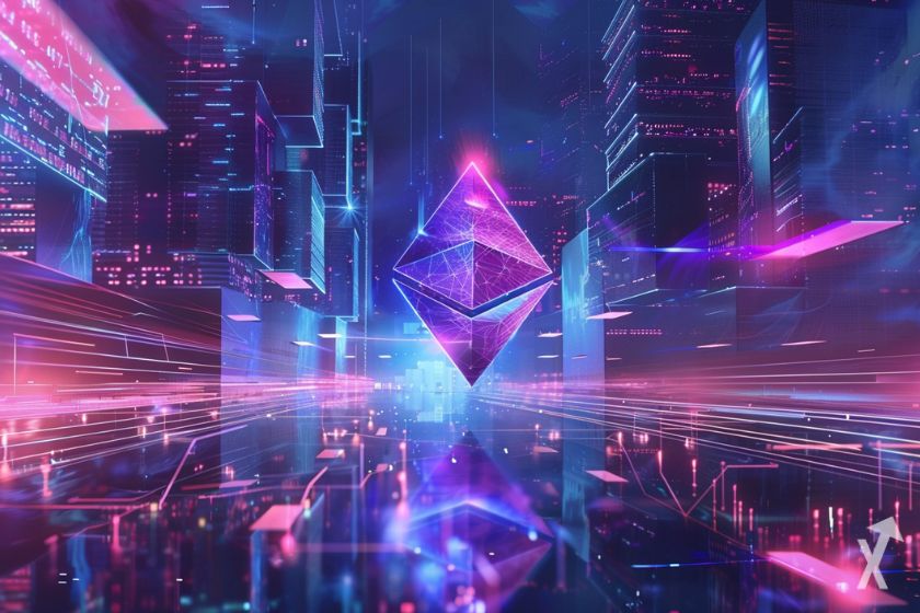 Plataforma Ethereum, criptomoeda ETH digital.