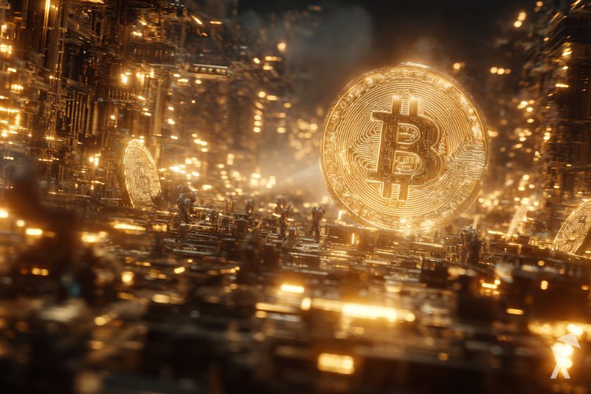 Produ&ccedil;&atilde;o de Bitcoin atrav&eacute;s de minera&ccedil;&atilde;o.