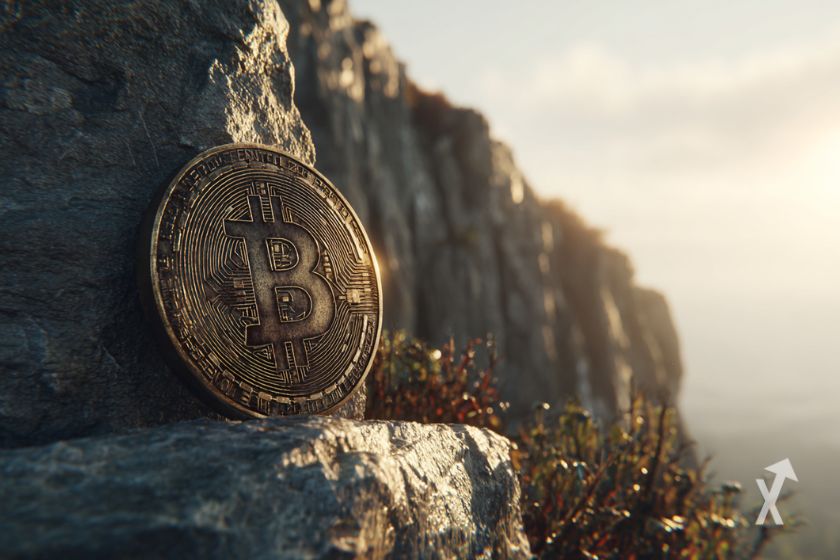 Uma pe&ccedil;a de Bitcoin na fal&eacute;sia.