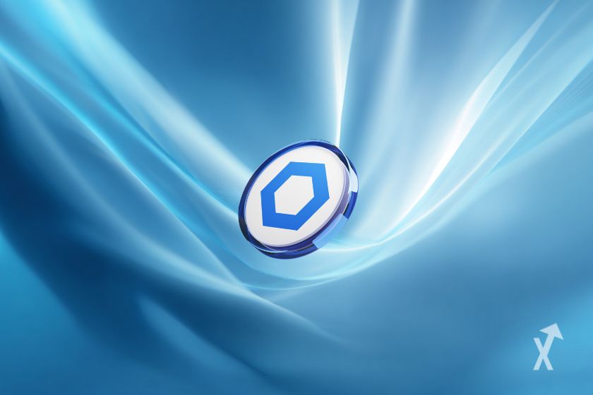 O token de LINK azul abstrato.
