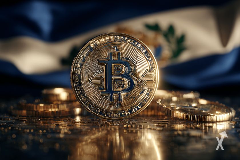 Pe&ccedil;as de BTC em frente &agrave; bandeira de Salvador.